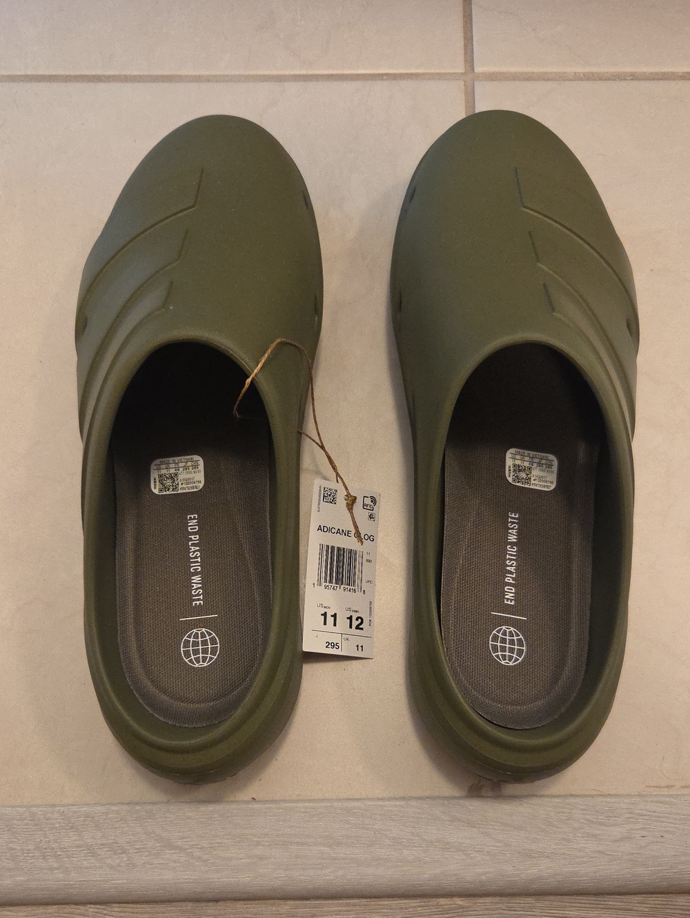 adidas Olive Green Slip-On Clogs